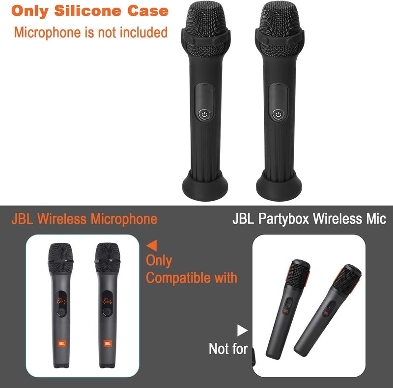 TXesign Silicone Case for JBL Wireless Two Microphone-2 Pack, Anti-Rolling Protective Case with Base Rod Mic Sleeves Microphone Stand for Disco Stage Party TV Show (Black) - Image 2